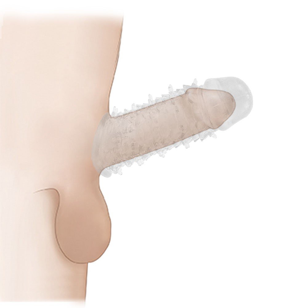 Capa Peniana sem Vibrador em Jelly com N�dulos Massageadores 13,5 x 4,2 Transparente | Foto 05
