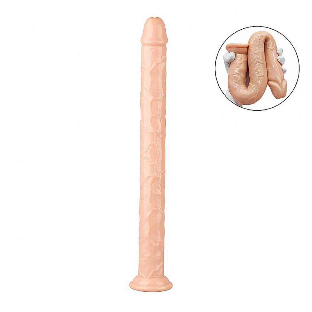 Pênis Realístico com Ventosa Biglong - Dildo em TPE (Jelly Macio) Flexível 45 x 4,5cm Pele | Foto 01