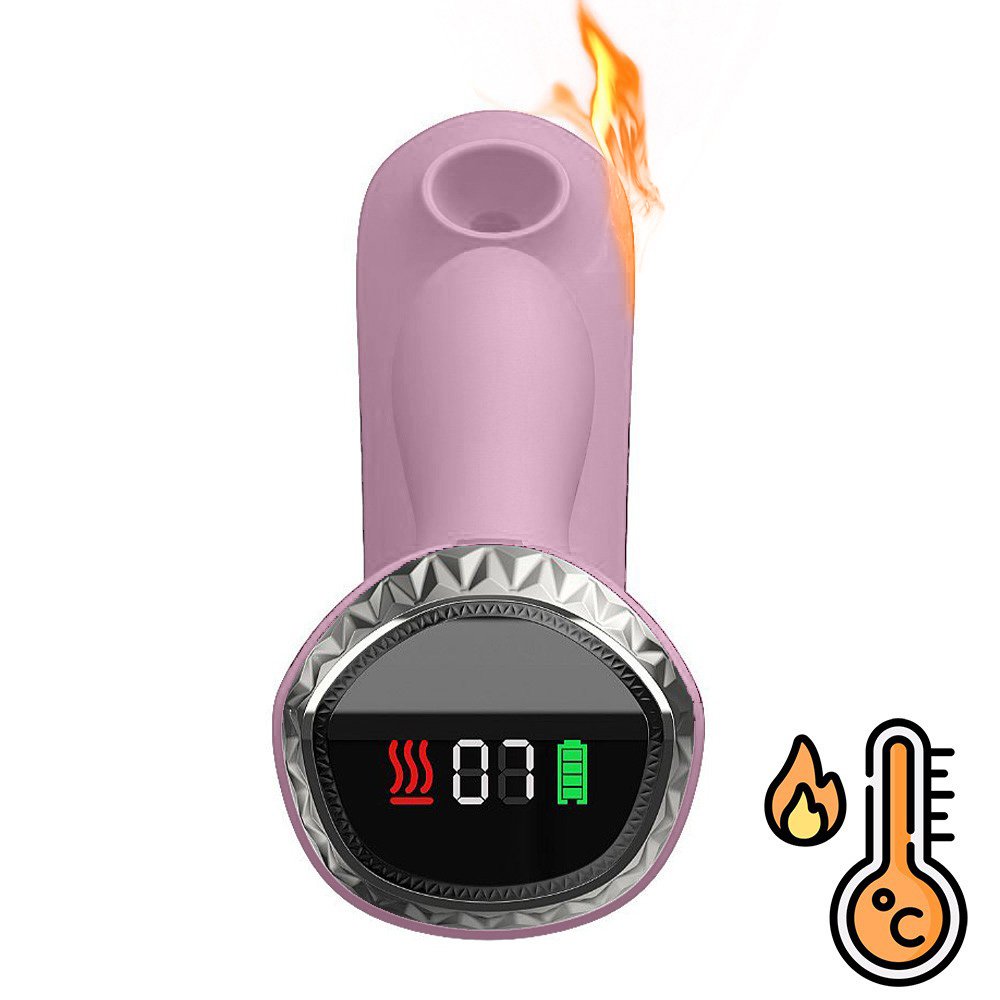 Base do Vibrador Feminino Recarreg�vel Rosa com display digital mostrando indicadores de calor, modos e bateria