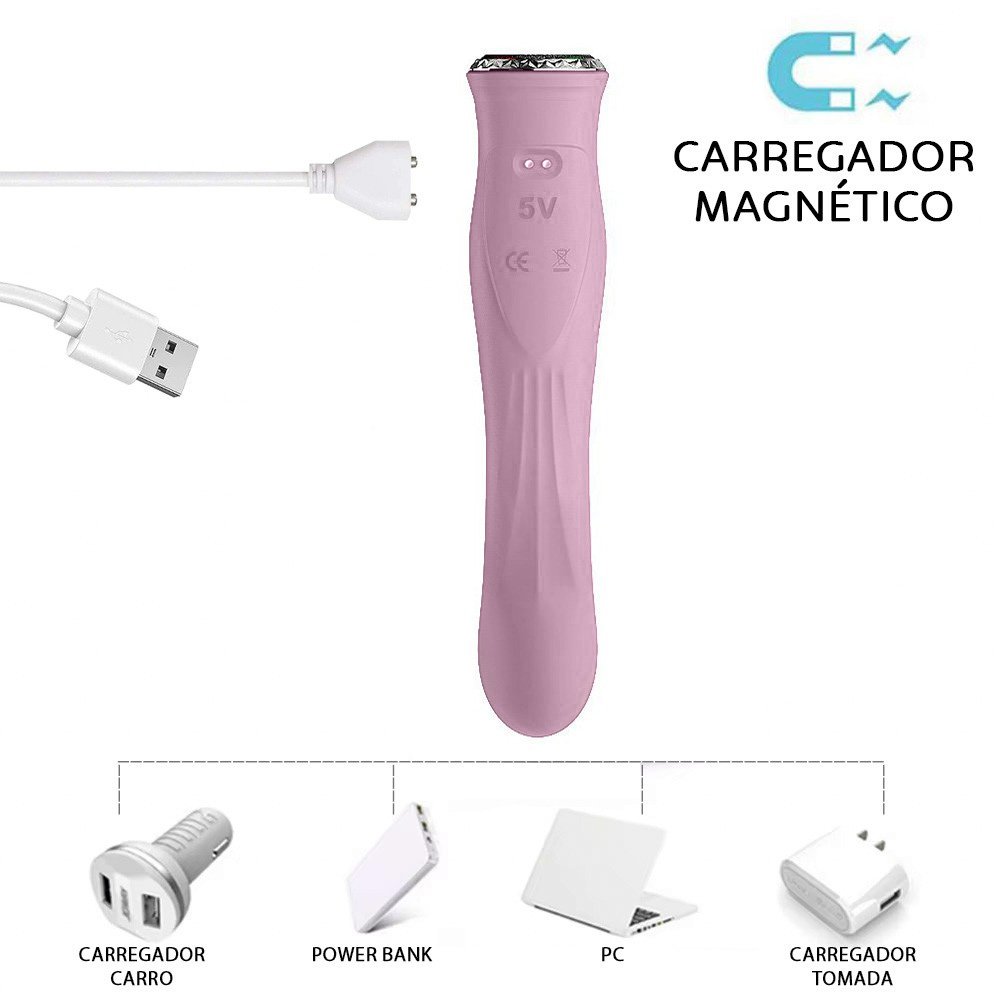 Vibrador Feminino Recarreg�vel Rosa com sua curva anat�mica em destaque, pronto para estimula��o do ponto G