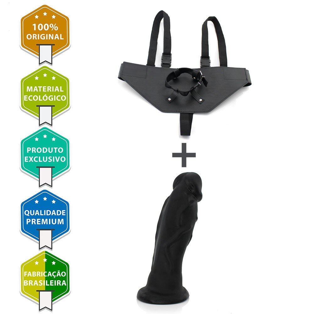 Cinta Peniana com P�nis Gigante e Grosso Flex�vel An�bis 30 x 7,9cm Preto | Foto 05