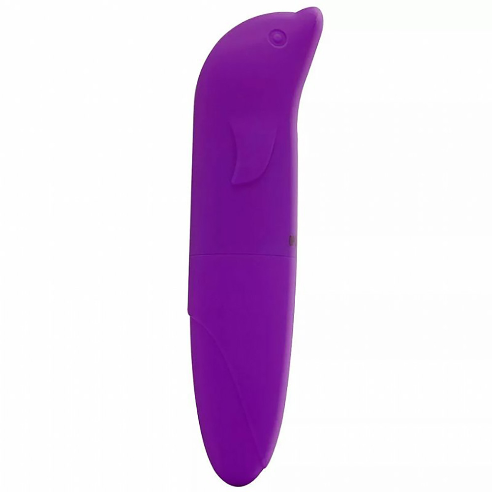 Vista lateral do Vibrador Ponto G em Pl�stico R�gido com Formato de Golfinho Roxo