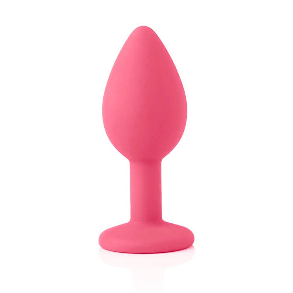 Plug Anal Joia em Silicone com Base Redonda e Pedra Azul 9 x 4cm Pink | Foto 03