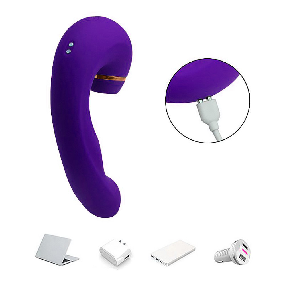 Detalhe do sistema de carregamento USB do Vibrador Duplo Recarreg�vel Silicone Air Pulse 2 Roxo