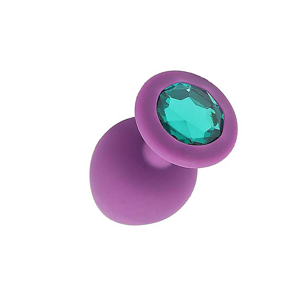 Plug Anal Joia em Silicone com Base Redonda e Pedra Verde 8 x 3,4cm na cor Roxo | Foto 04