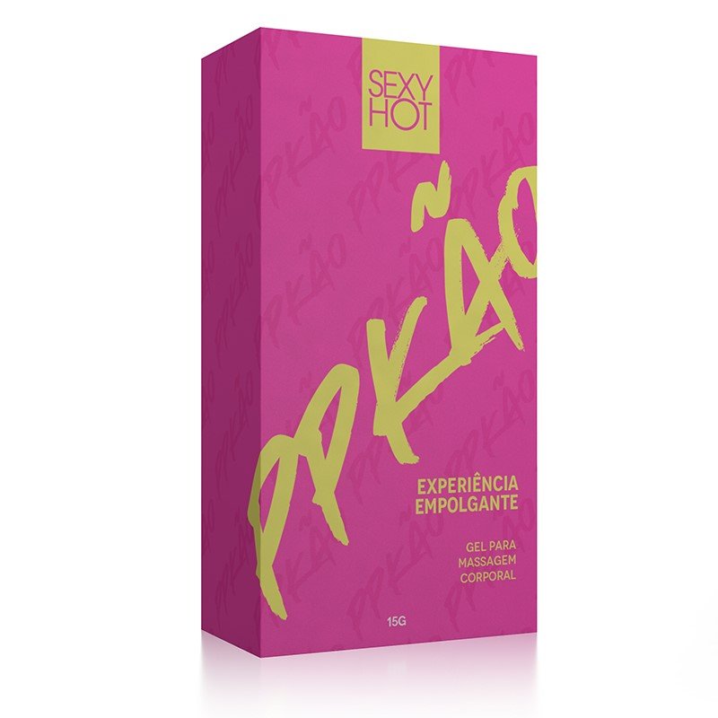 Caixa do Gel Excitante Feminino PPK�O da Sexy Hot em vista tridimensional, destacando o branding Sexy Hot e o nome PPK�O em cores vibrantes, com a promessa de 'Experi�ncia Empolgante'.