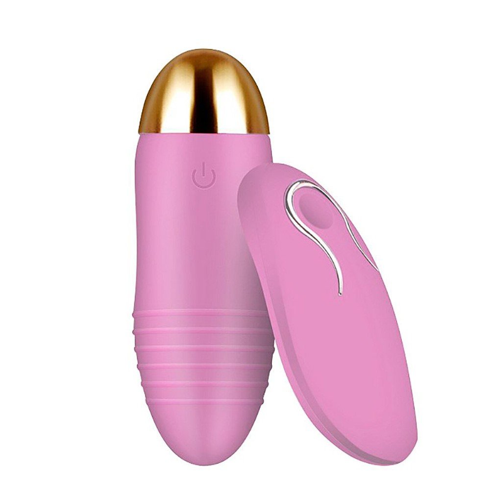 Vista frontal do Vibrador Bullet em Silicone e ABS Recarreg�vel Rosa e seu controle remoto