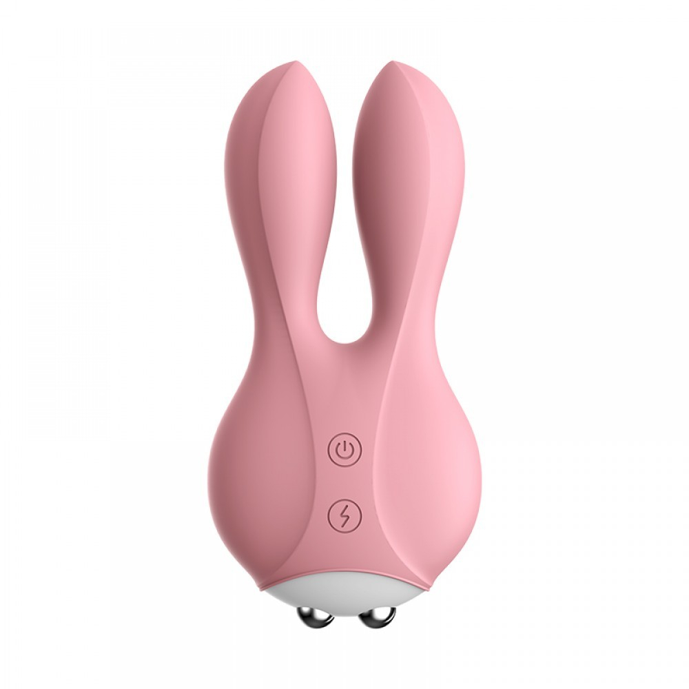 Vibrador para Clit�ris Rosa em vista frontal, destacando bot�es de controle e eletrodos