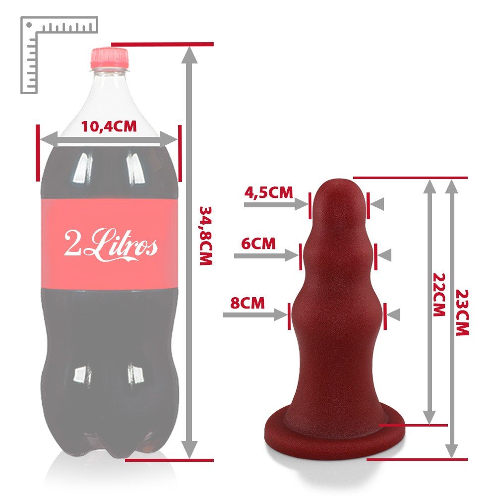 Plug Anal Gigante Flexível Escalonado 23 x 8cm Vermelho | Foto 06