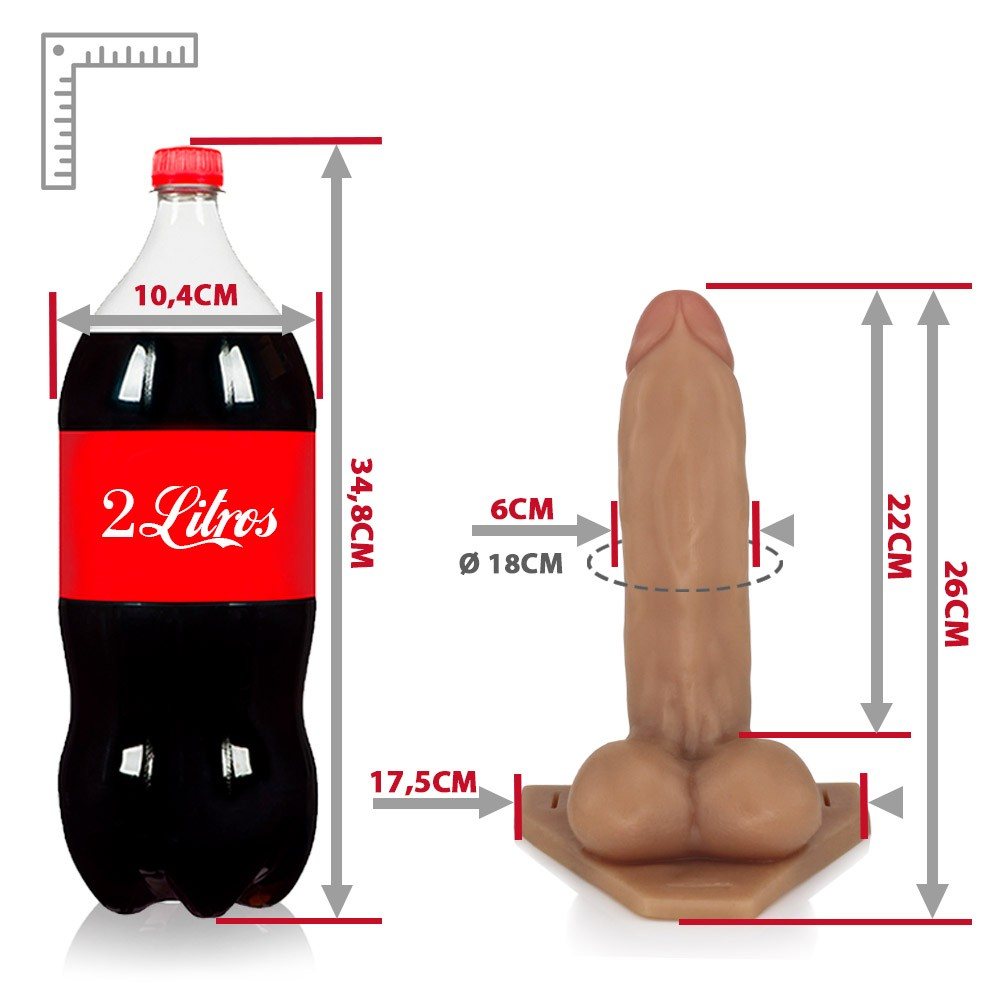 Cinta Peniana com P�nis Real�stico com Escroto e Base Triangular 25 x 6cm Bege | Foto 06