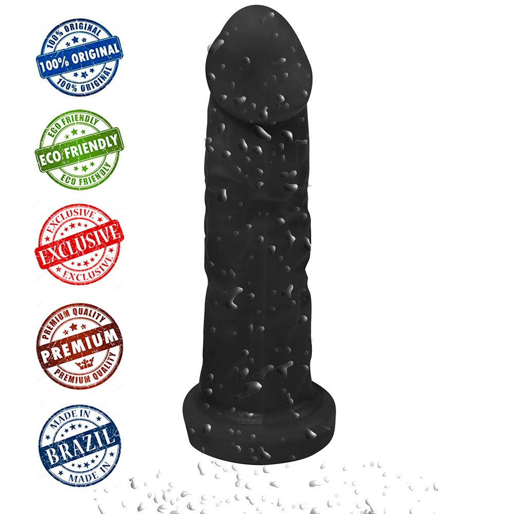 P�nis de Borracha com Base Martes 19 x 4,5cm Preto | Parte inferior da base para encaixe