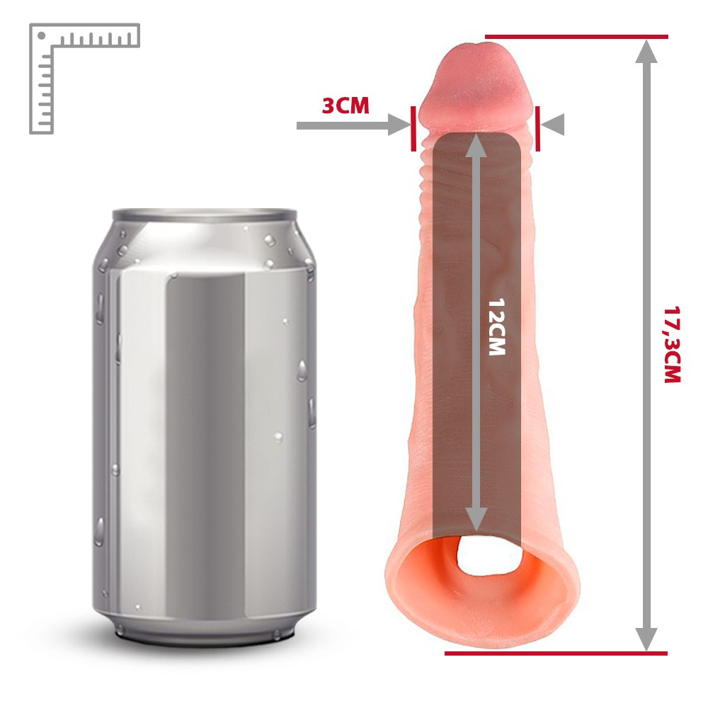 Capa Peniana sem Vibrador em Cyberskin com Extensor e Anel Escrotal - composi��o do produto