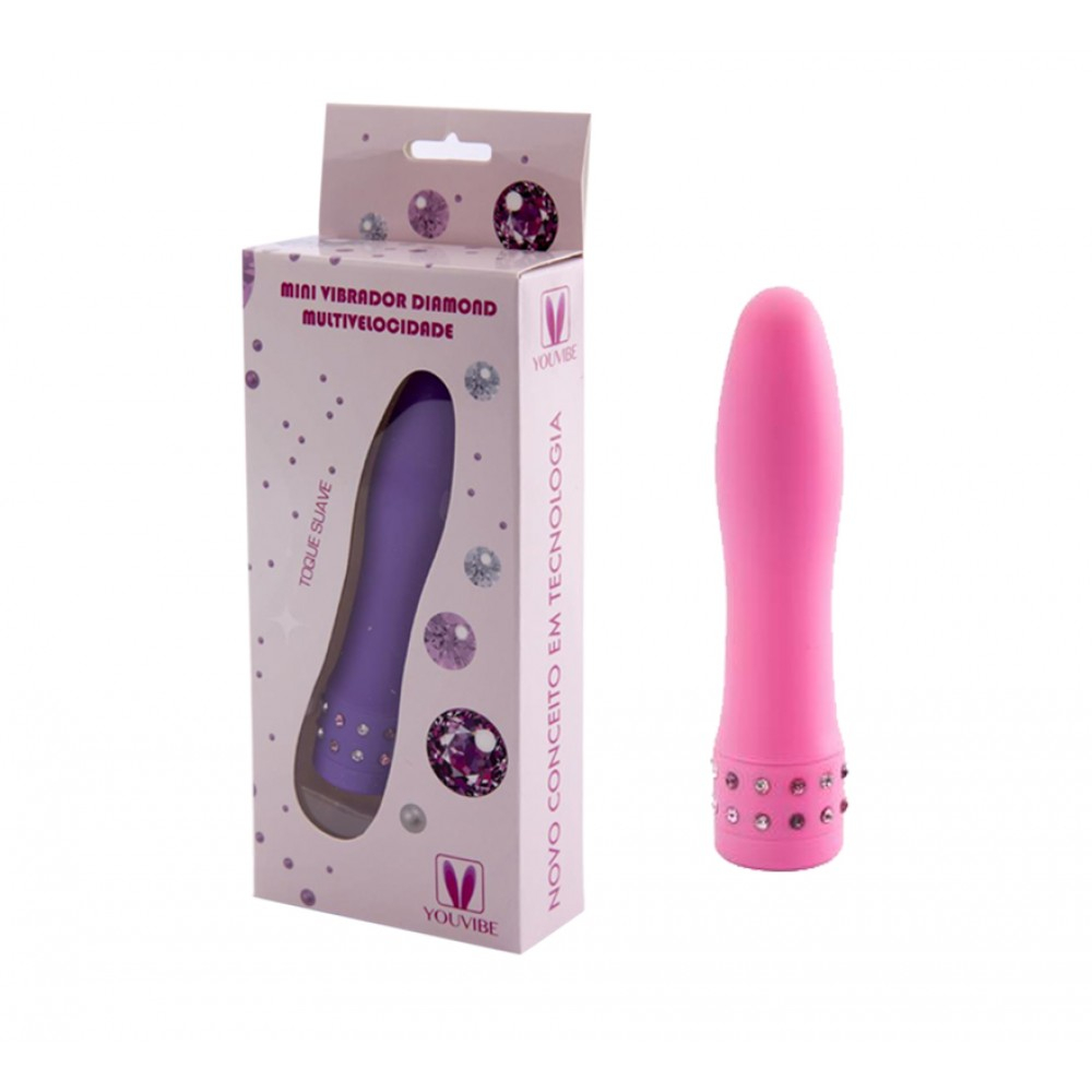 Vibrador Discreto Multivelocidade Aveludado Mini Diamond 10,5 x 2cm Rosa | Foto 01
