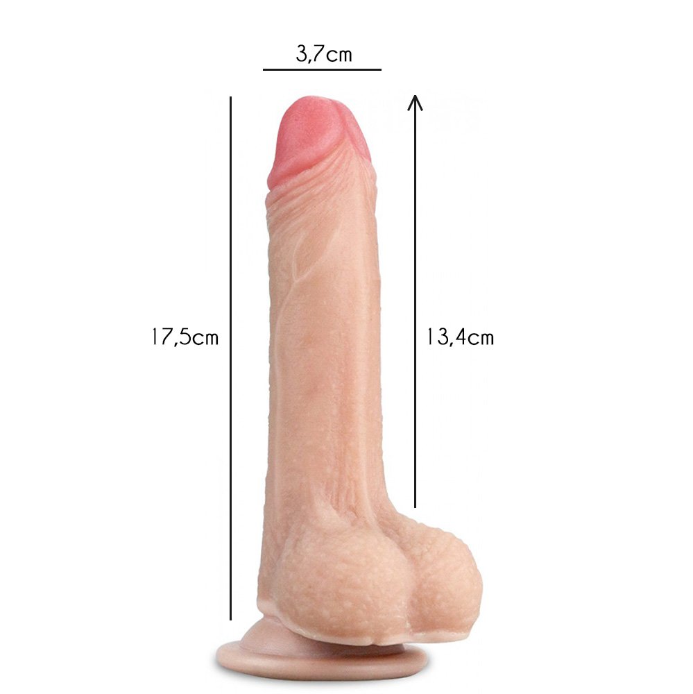 Pênis Realístico Beliscável em Cyberskin com Escroto e Ventosa 17,5x3,7cm Bege | Foto 05 Pênis Realístico Beliscável em Cyberskin com Escroto e Ventosa 17,5x3,7cm Bege | Foto 05