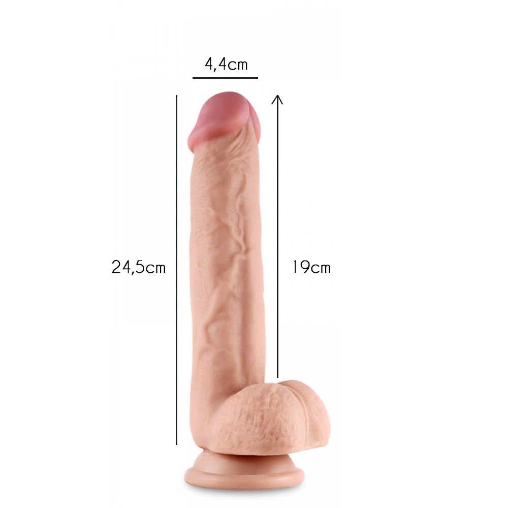 Pênis Realístico Beliscável em Cyberskin com Escroto e Ventosa 24,5x4,4cm Bege | Foto 06 Pênis Realístico Beliscável em Cyberskin com Escroto e Ventosa 24,5x4,4cm Bege | Foto 06