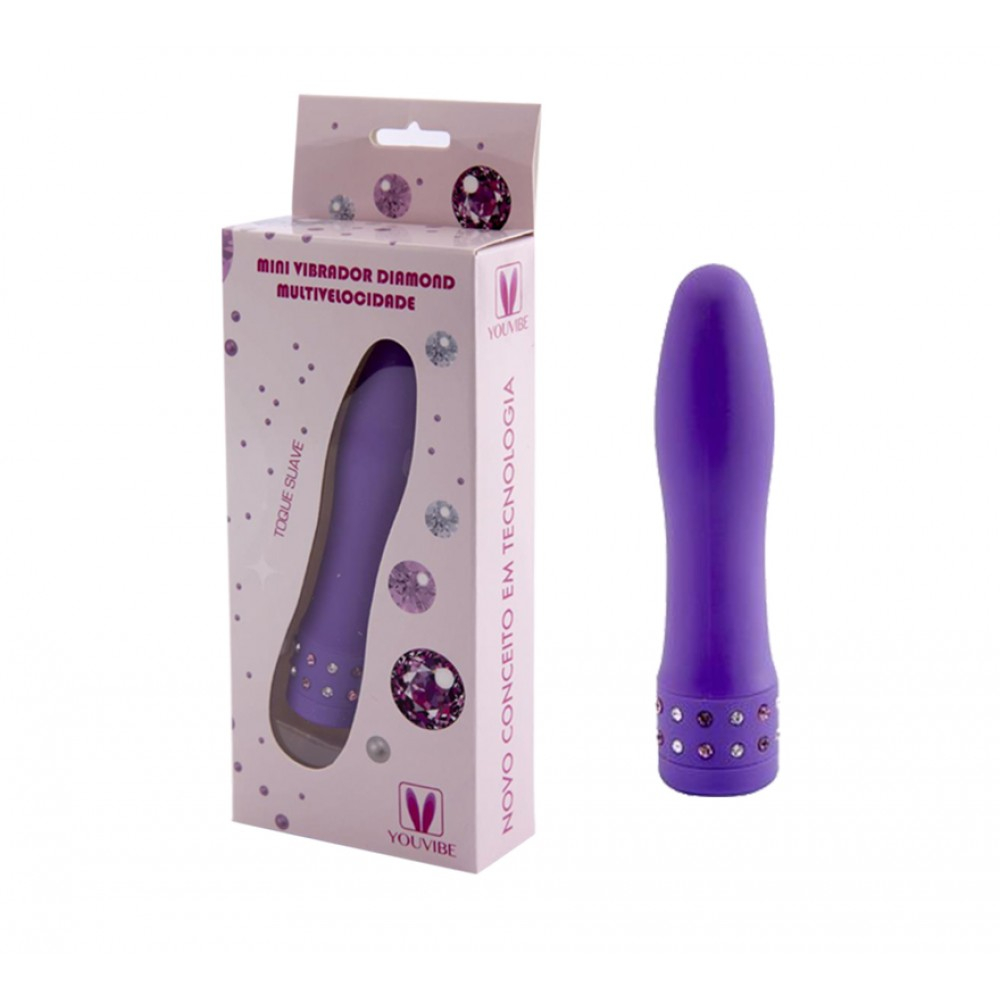 Vibrador Discreto Multivelocidade Aveludado Mini Diamond 10,5 x 2cm Roxo | Foto 01