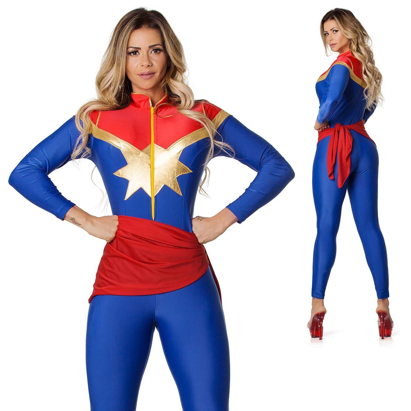 Fantasia de Luxo Macac�o Capit� Marvel | Foto 03