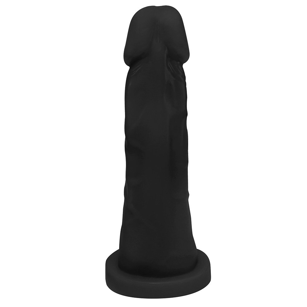 P�nis de Borracha com Base Miercoles 15 x 4,5cm Preto, detalhe da glande com acabamento anat�mico