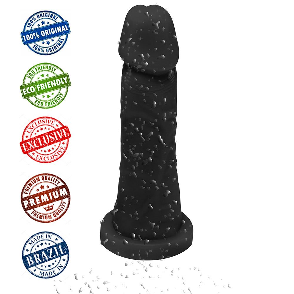 P�nis de Borracha com Base Miercoles 15 x 4,5cm Preto, vista da base para cinta e formato ergon�mico