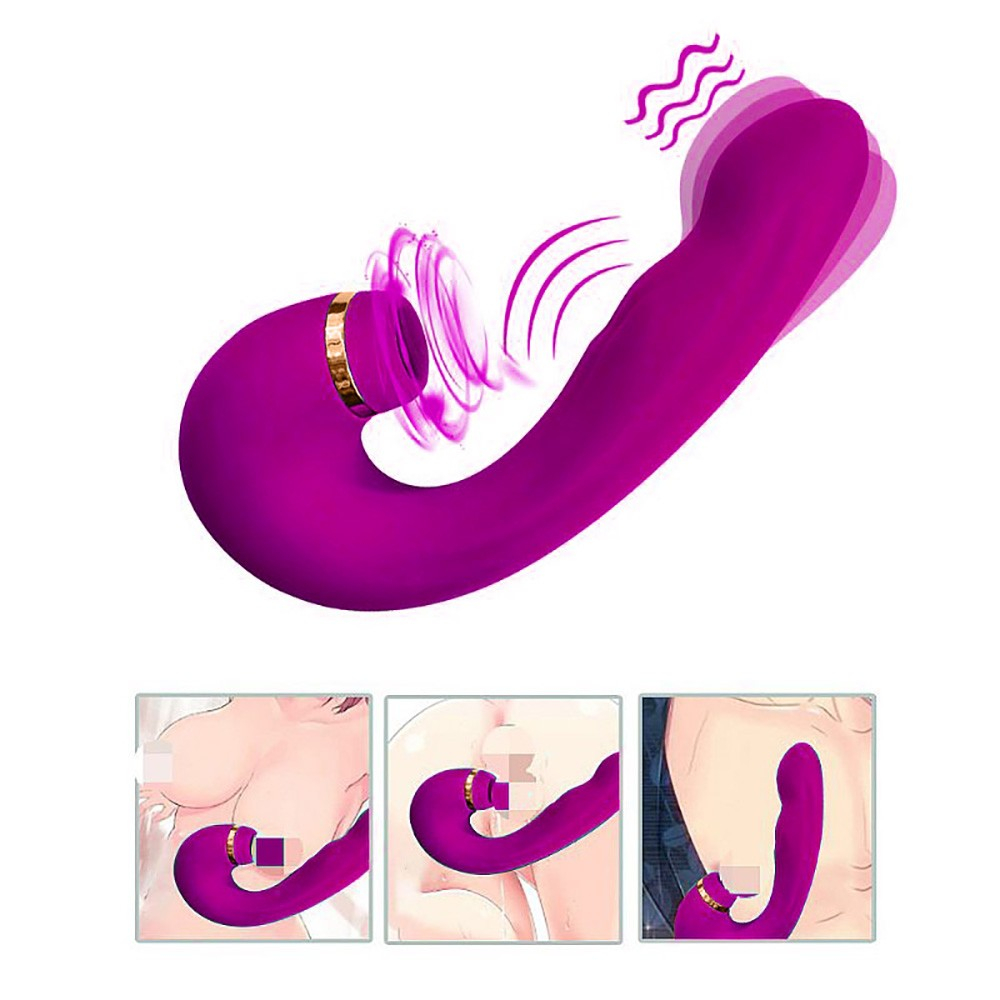 Ilustra��o do Vibrador Duplo Air Pulse 2 Pink em uso, mostrando a estimula��o vibrat�ria interna e pulsante externa