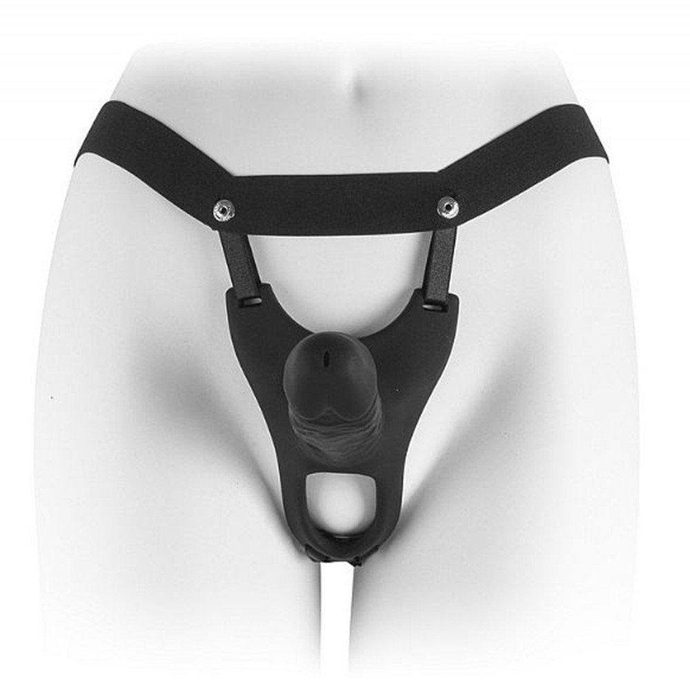 Capa Peniana em Silicone com 15cm Extensor Interno de 5cm com Orif�cio na Glande e Cinta Preto | Foto 05