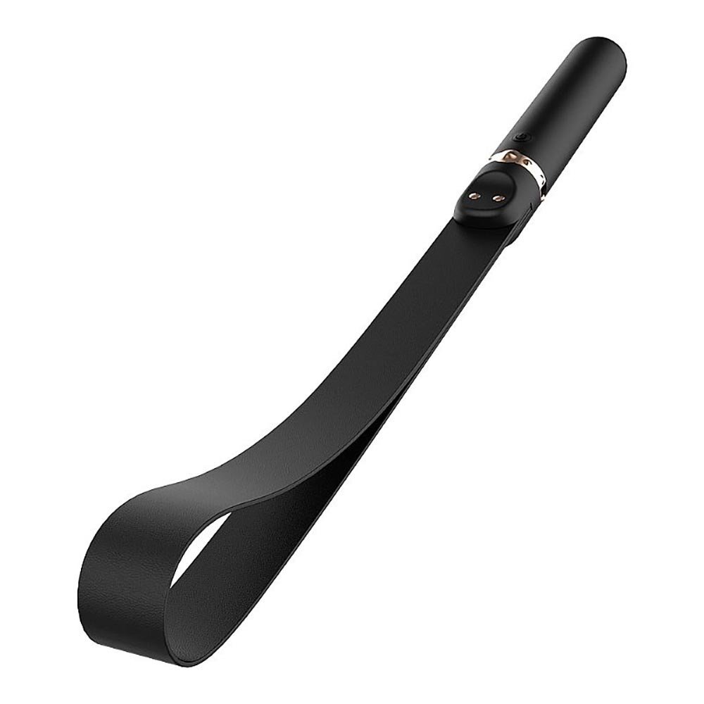 Vibrador Masculino em Silicone Recarreg�vel com 9 Vibra��es e Chibata Whoohoo Preto - Vista diagonal