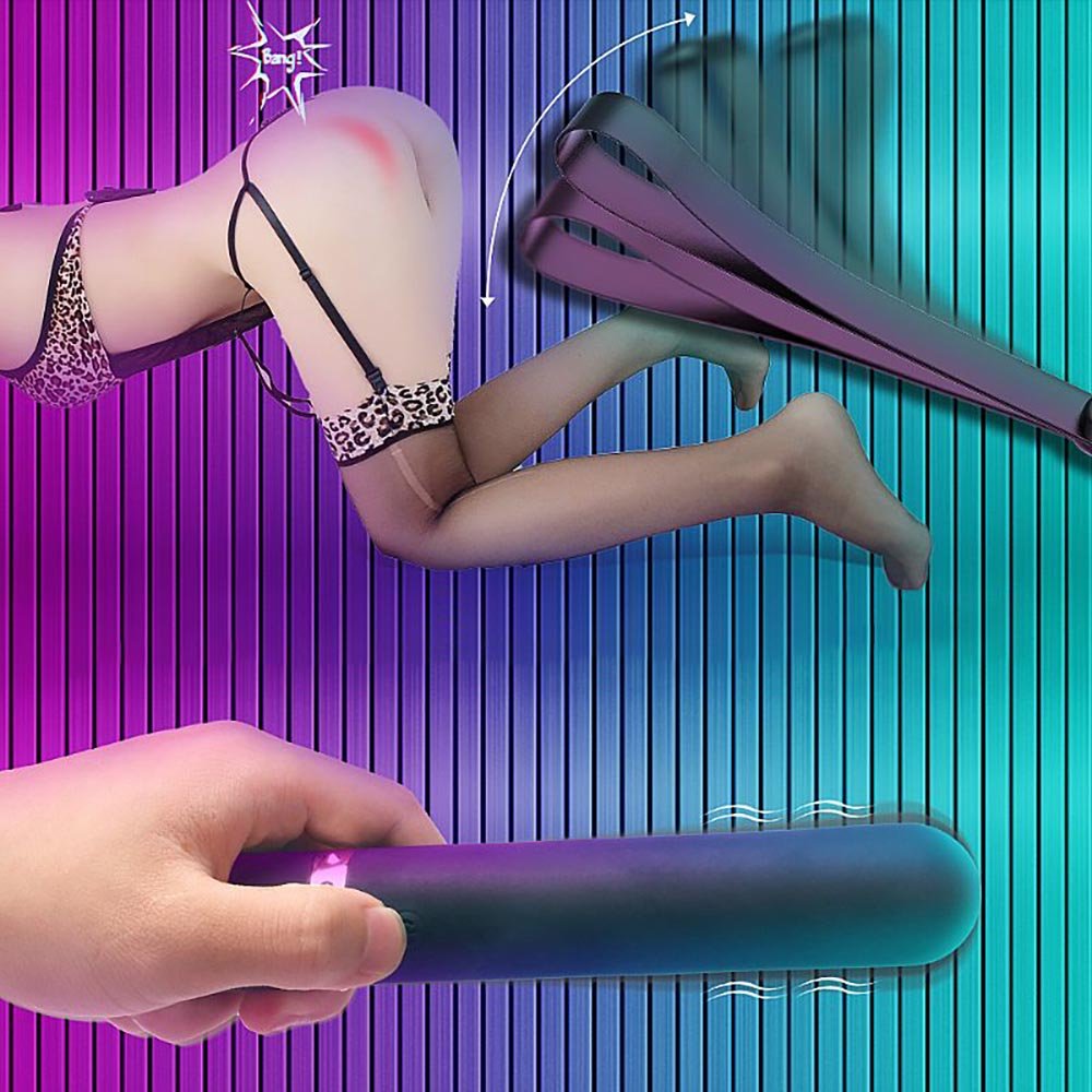 Vibrador Masculino em Silicone Recarreg�vel com 9 Vibra��es e Chibata Whoohoo Preto - Vista da ponta e chibata