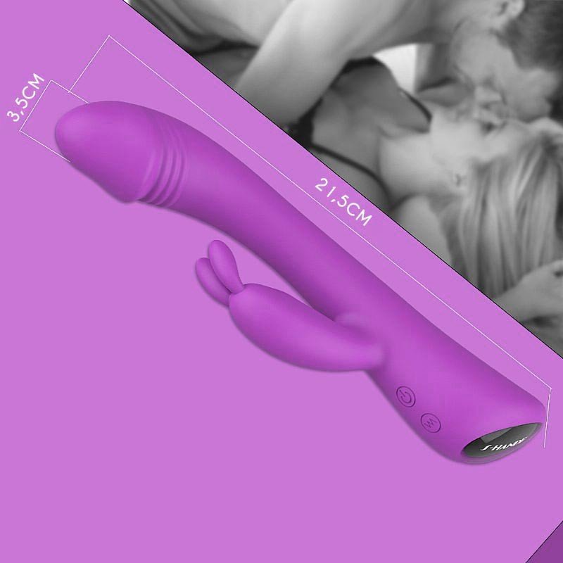 Vibrador Duplo Baby Bunny Roxo em uma pose sensual para demonstrar flexibilidade e design