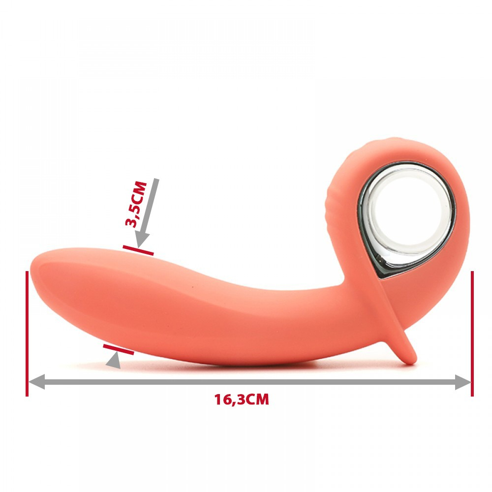 Vibrador Klein Laranja em vista de cima, evidenciando as curvas e o bot�o de controle