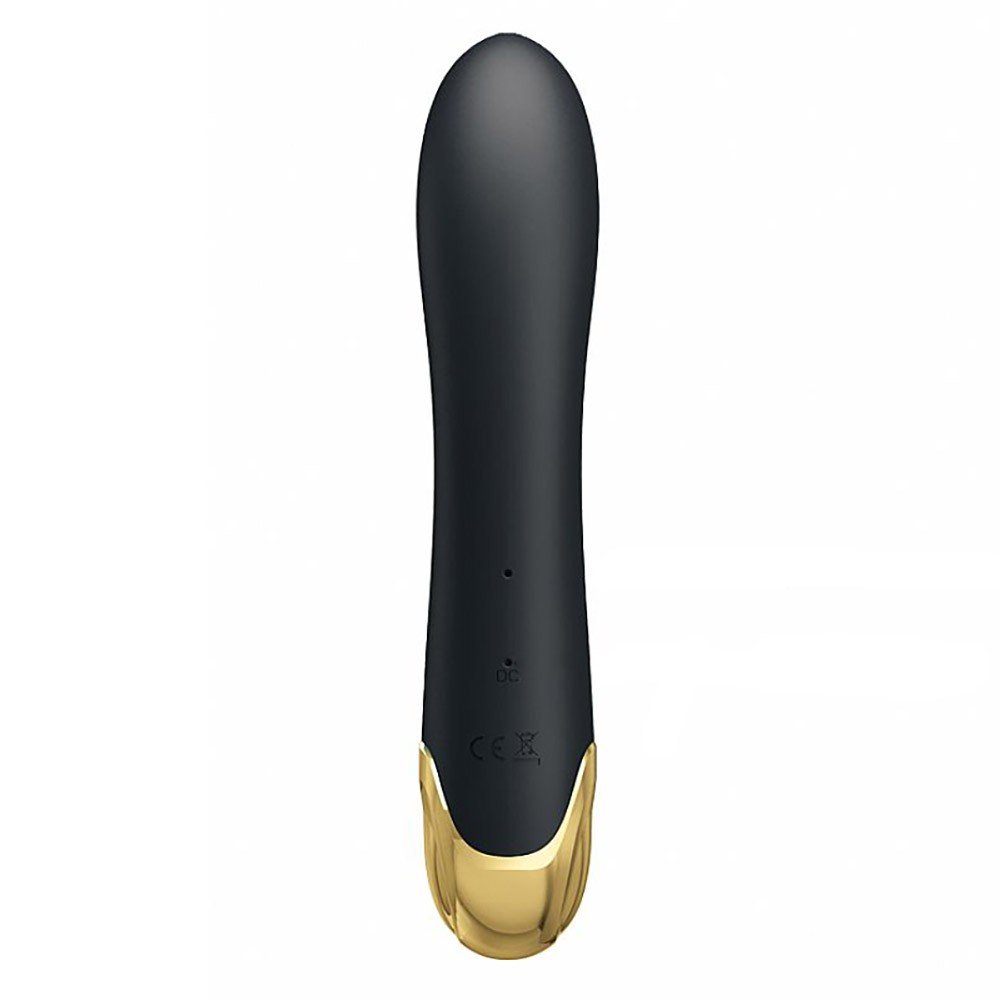 Vibrador Duplo Recarreg�vel Preto com Ouro 18K em vista traseira