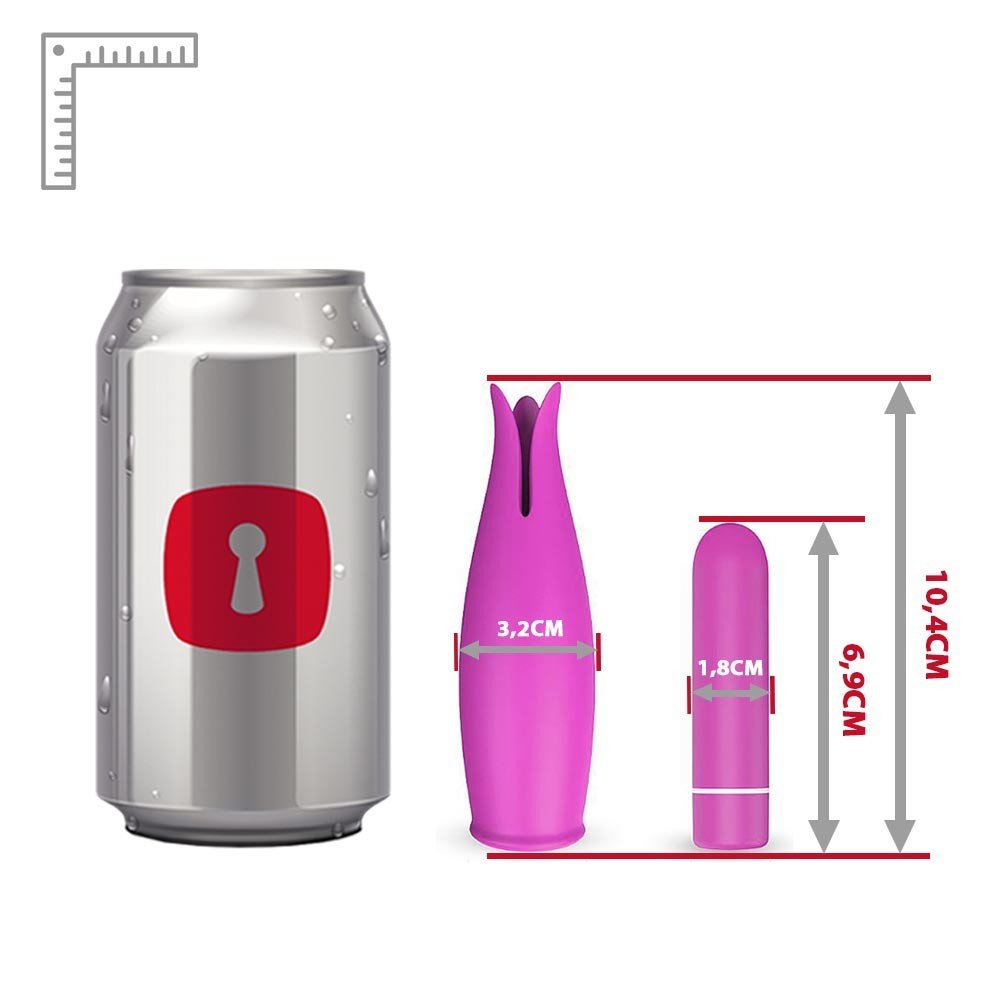 Vibrador Bullet em Silicone Recarreg�vel com 9 Vibra��es e Capa Massageadora Bud Pink, em �ngulo levemente superior