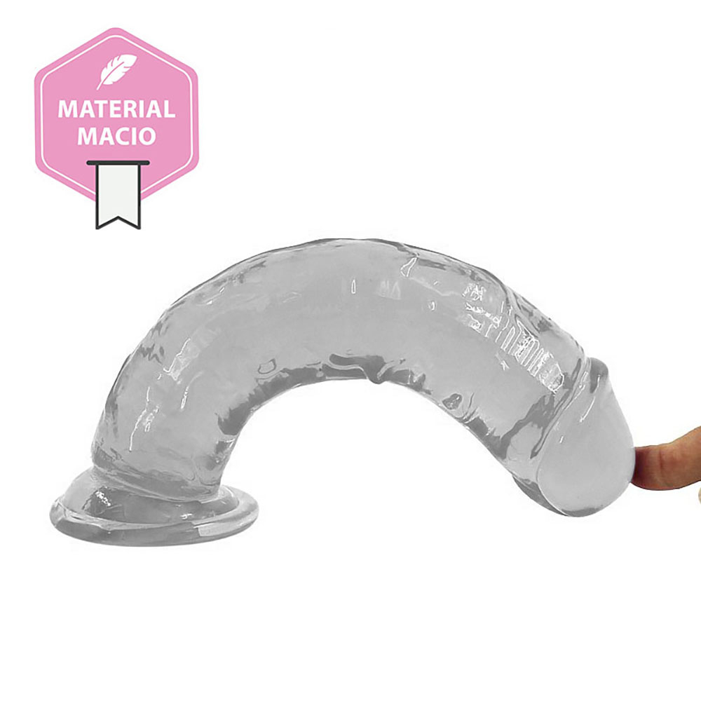 Pênis Realístico com Ventosa Slim - Dildo em TPE (Jelly Macio) Flexível 16 x 3cm Transparente | Foto 04