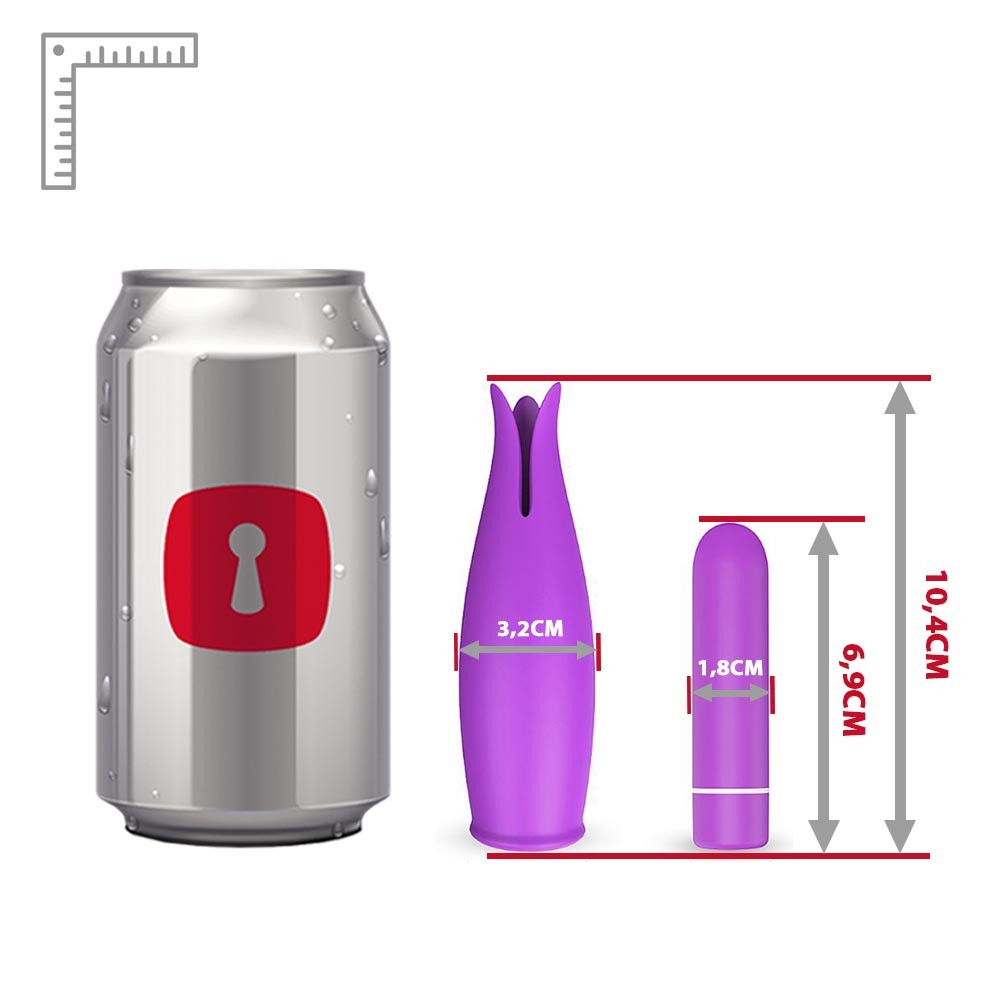 Vibrador Bullet em Silicone Recarreg�vel com 9 Vibra��es e Capa Massageadora Bud Roxo - Detalhe do bullet vibrat�rio recarreg�vel