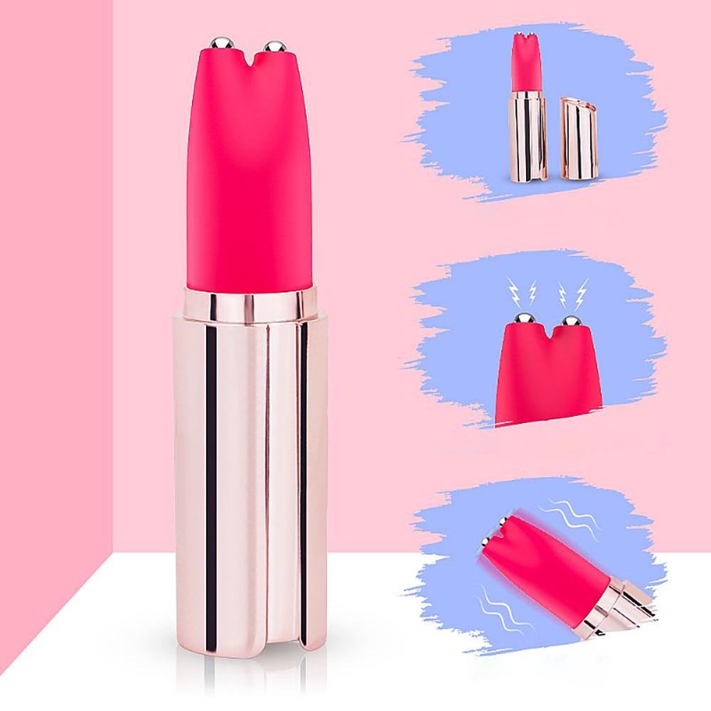 Vibrador Discreto em Silicone e ABS em Formato de Batom Recarregável com 9 Vibrações Betty Rosa | Foto 03