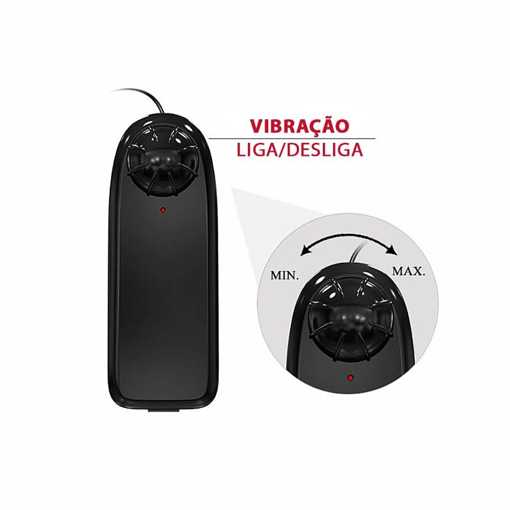 Capa Peniana com Cinta em PVC Real�stica e Vibrador com Controle com Fio 15,5 x 3cm Bege | Foto 05
