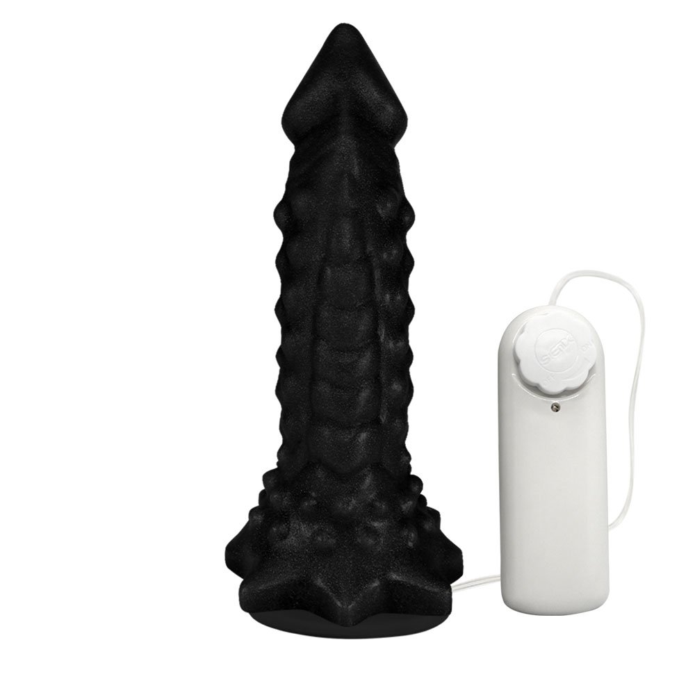 Pênis Feito em PVC Flexível com Massageador Reptile com Vibrador e Ventosa 18 x 4,5cm Preto | Foto 03