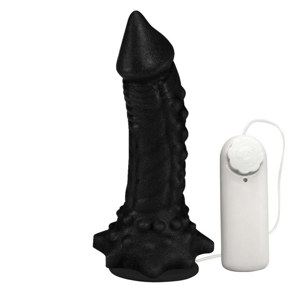 Pênis Feito em PVC Flexível com Massageador Reptile com Vibrador e Ventosa 18 x 4,5cm Preto | Foto 04