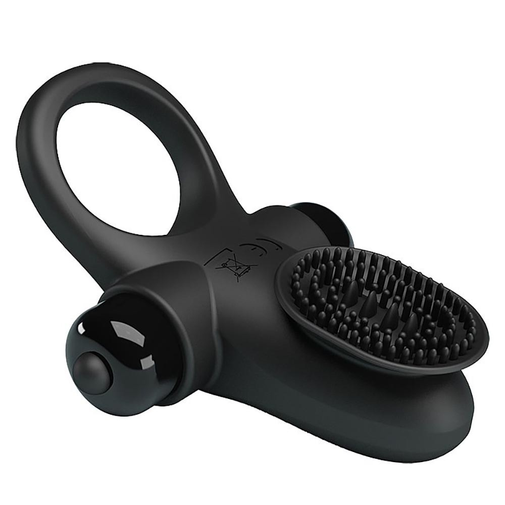 Anel Peniano em Silicone com 10 Vibrações e Cerdas Massageadoras Ring II Preto | Foto 05