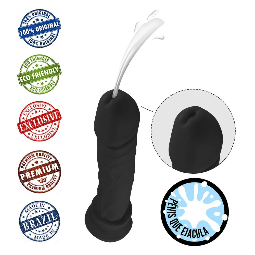 Pênis que Ejacula com Ventosa Soft Touch 20 x 4cm Preto | Foto 05