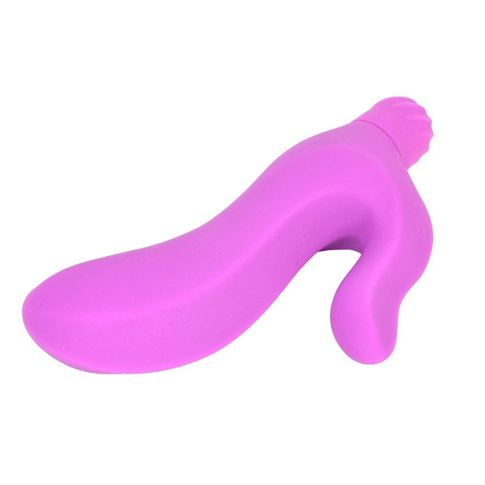 Vista lateral do Vibrador Duplo em Silicone com Vibro Pink evidenciando a curvatura ergon�mica