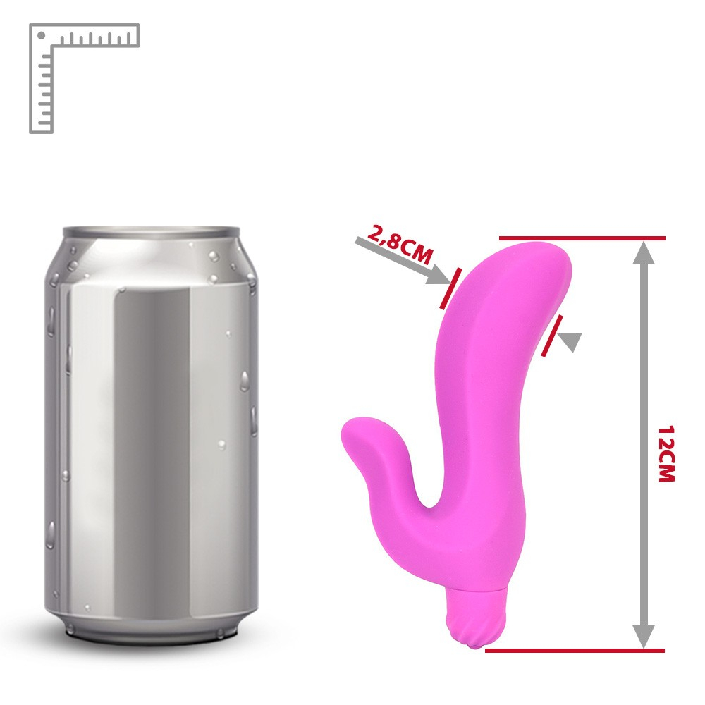 Close no material de silicone do Vibrador Duplo em Silicone com Vibro Pink, mostrando a textura lisa e agrad�vel
