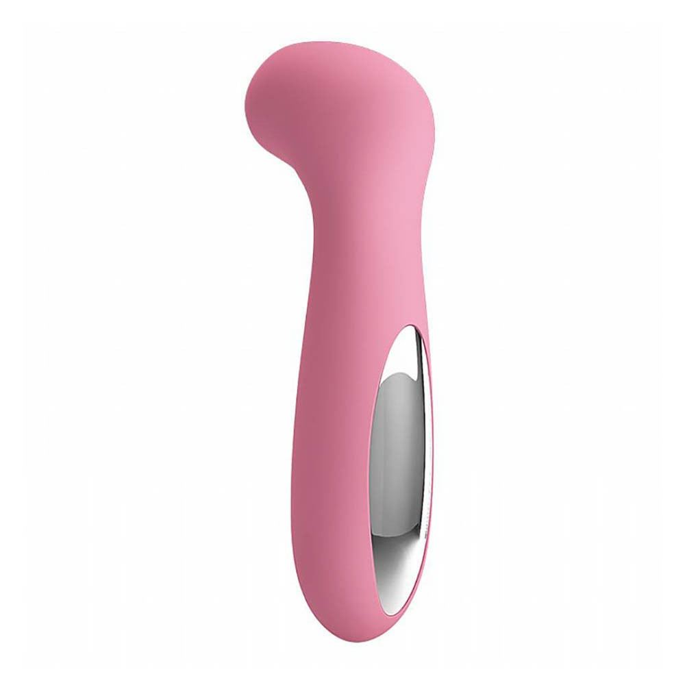 Vista lateral do Vibrador Grace Rosa, evidenciando o design curvado e ergon�mico para o ponto G