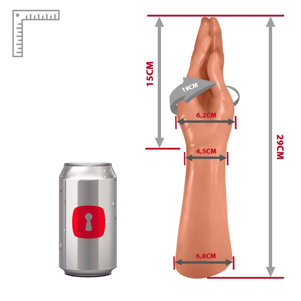 Mão Realística para Prática de Fisting Hand Fist Esticada 29 x 6,2cm Bege | Foto 06