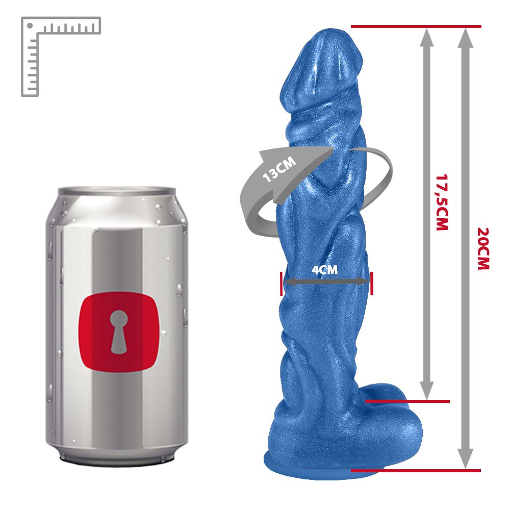 Pênis Feito em PVC Flexível com Massageador Things com Vibrador 20 x 4cm Azul Cintilante | Foto 06