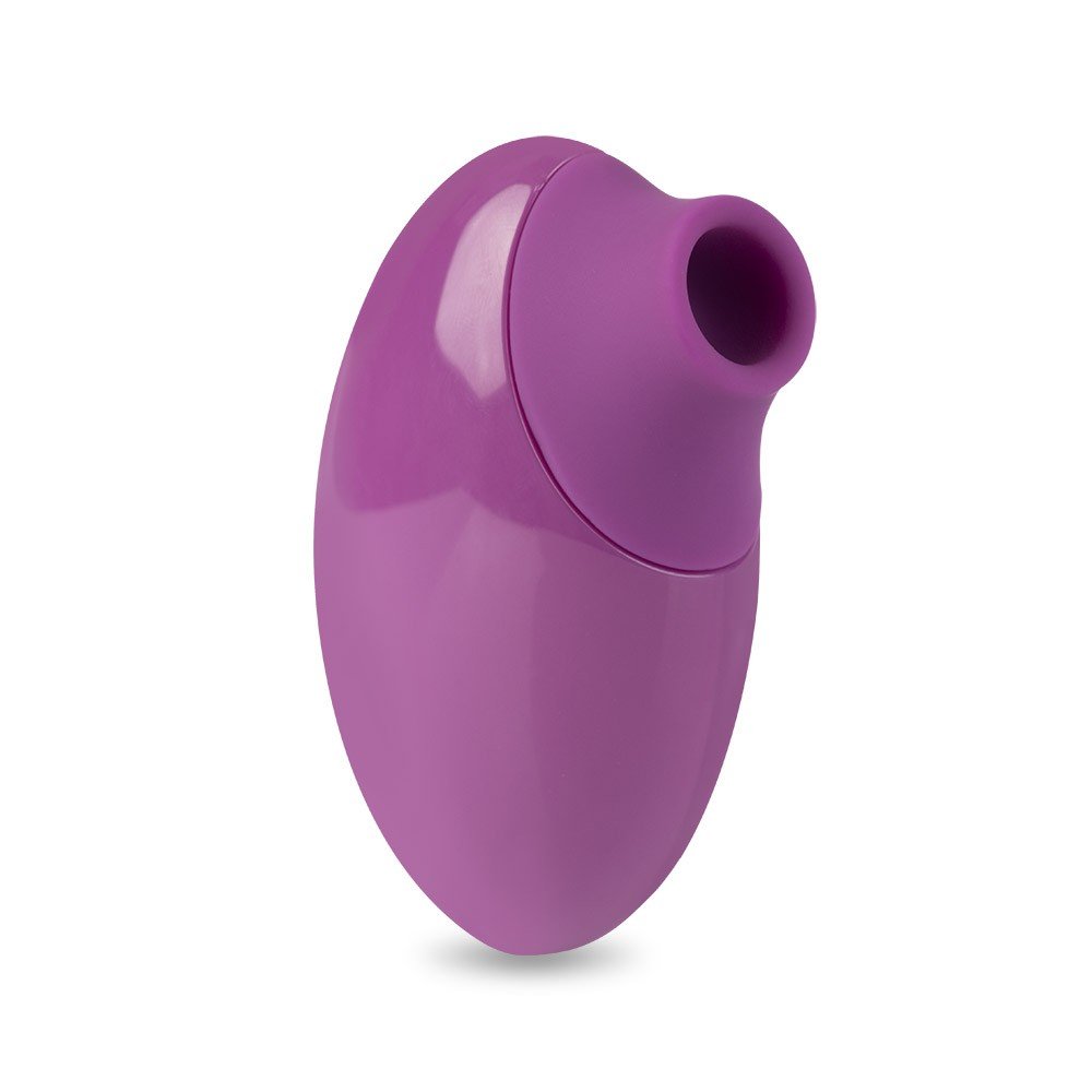 Vista frontal detalhada do Vibrador Feminino Emi Roxo, destacando seu design ergon�mico e bico estimulador