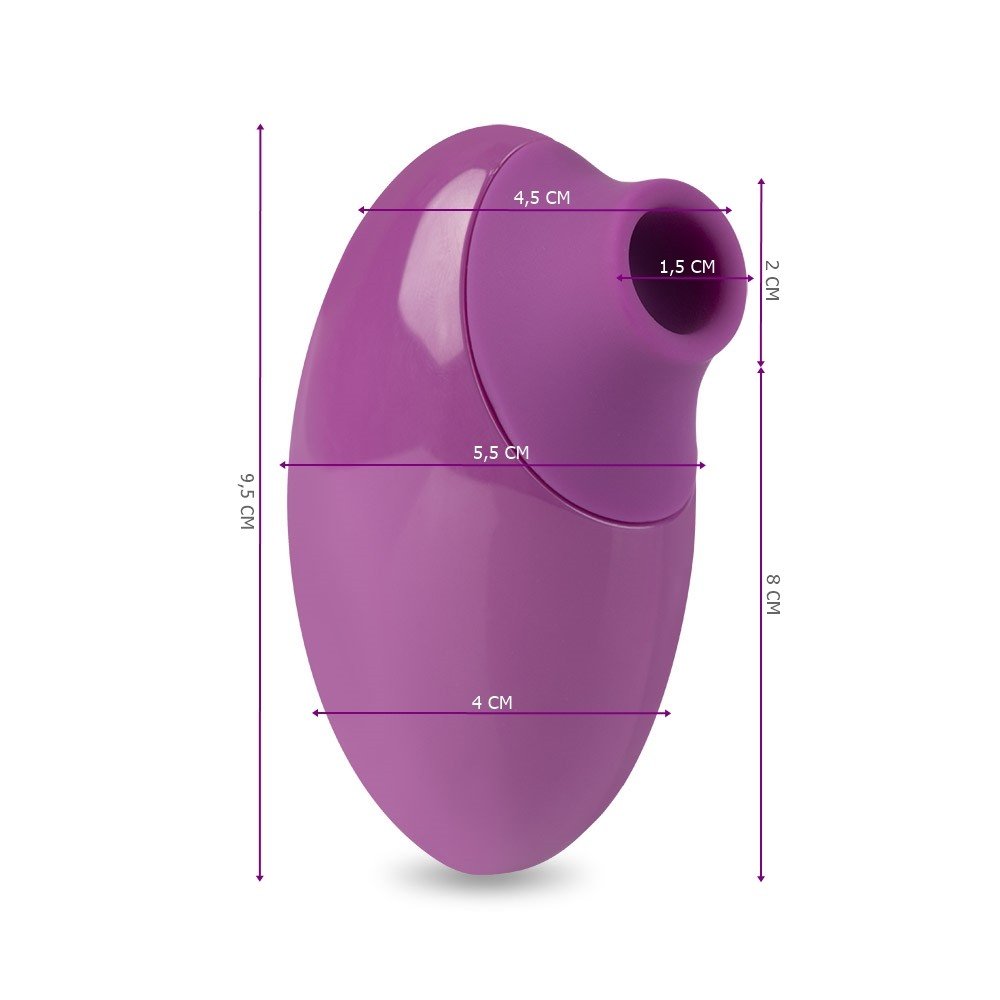 Detalhe aproximado do bico estimulador em silicone roxo do Vibrador Feminino Emi, evidenciando a maciez do material
