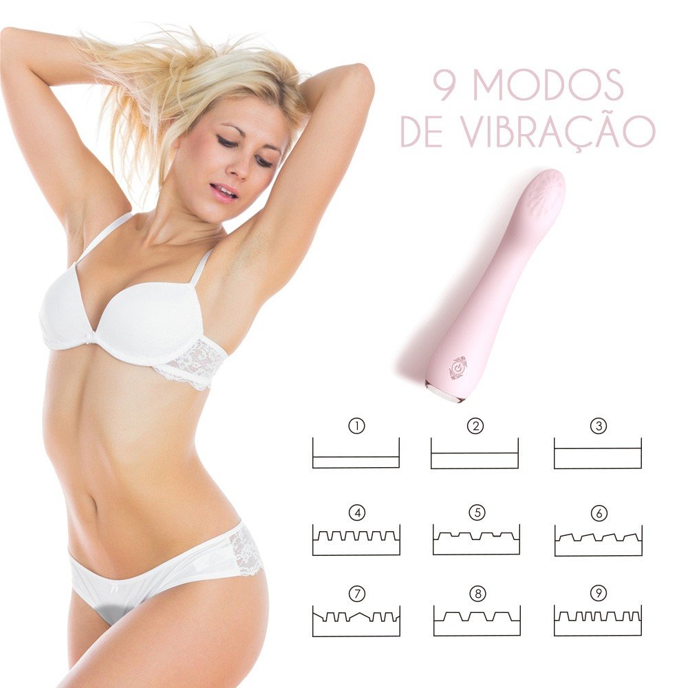 Vibrador Feminino Lisa Rosa em destaque, mostrando a qualidade do silicone e o design elegante para prazer e autoconhecimento