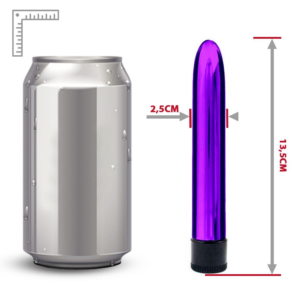 Vista da base do Vibrador Personal Roxo, mostrando o compartimento das pilhas e o anel para ajustar a intensidade da vibra��o.