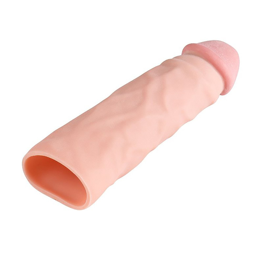 Capa Peniana sem Vibrador em Cyberskin com Extensor 18 x 4,3cm Bege | Foto 05