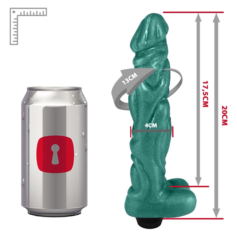 Pênis em PVC Flexível com Massageador Things com Vibrador 20 x 4cm Verde Cintilante | Foto 06